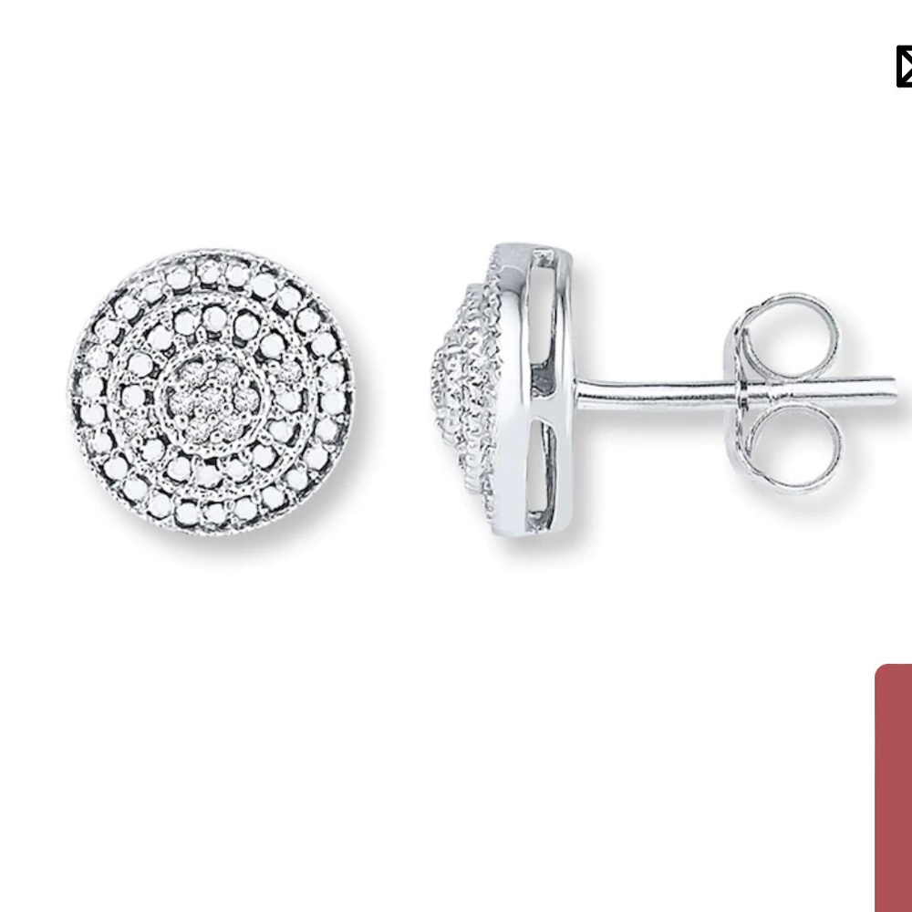 NWOT KAY Jewelers 1/20 ct Round Diamond Sterling Silver Stud Earrings